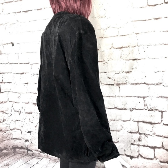 J. FOSS 80’s Vintage Black Suede jacket Size Small - Picture 3 of 16